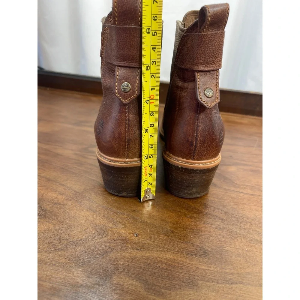 TIMBERLAND Sz 5.5 Sutherlin Bay Brown Leather Stretch Chelsea Ankle Boot